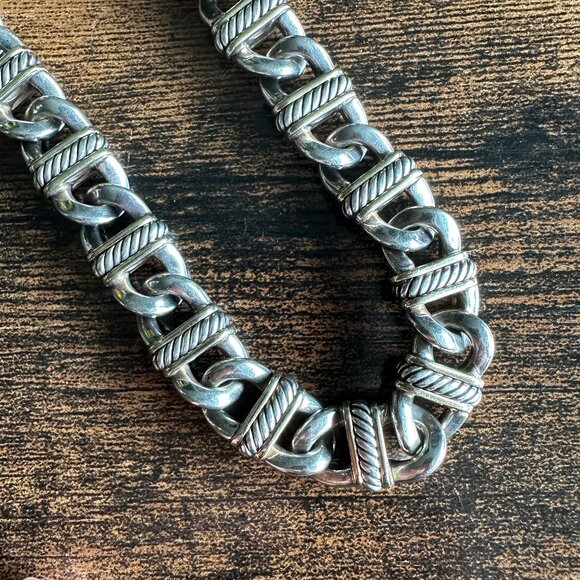 David Yurman Madison Chain Link Necklace w/ 18K Yellow Gold - 14mm - 16" - RARE - Picture 7 of 16